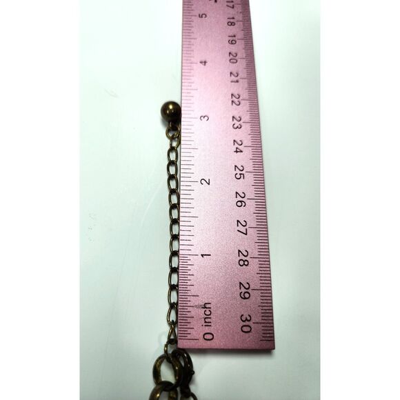 Chunky Hammered Gold Tone Statement Necklace 16” Chain with 2.5” Ring Pendant - Picture 6 of 6